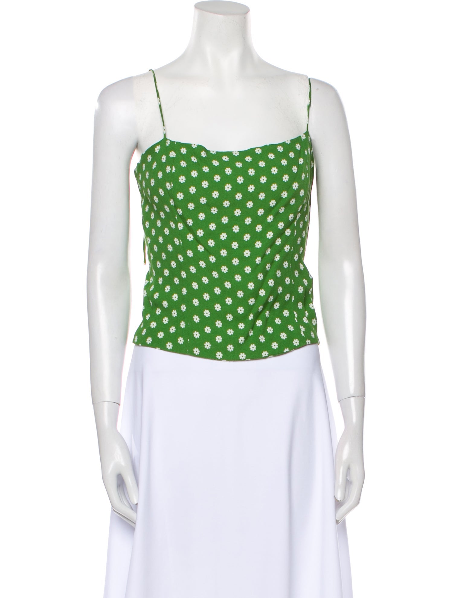 Reformation Polka Dot Print Square Neckline Crop Top