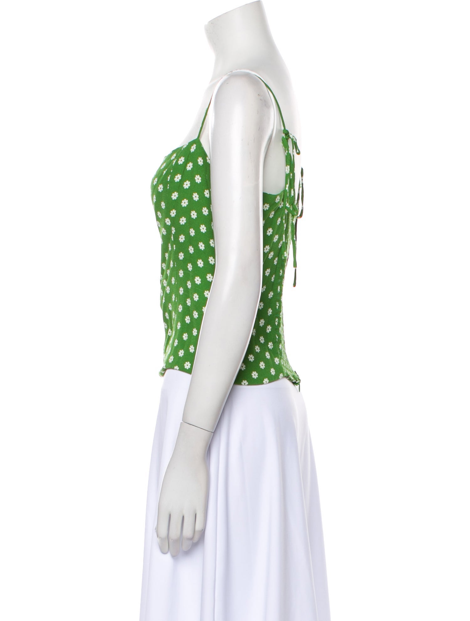 Reformation Polka Dot Print Square Neckline Crop Top