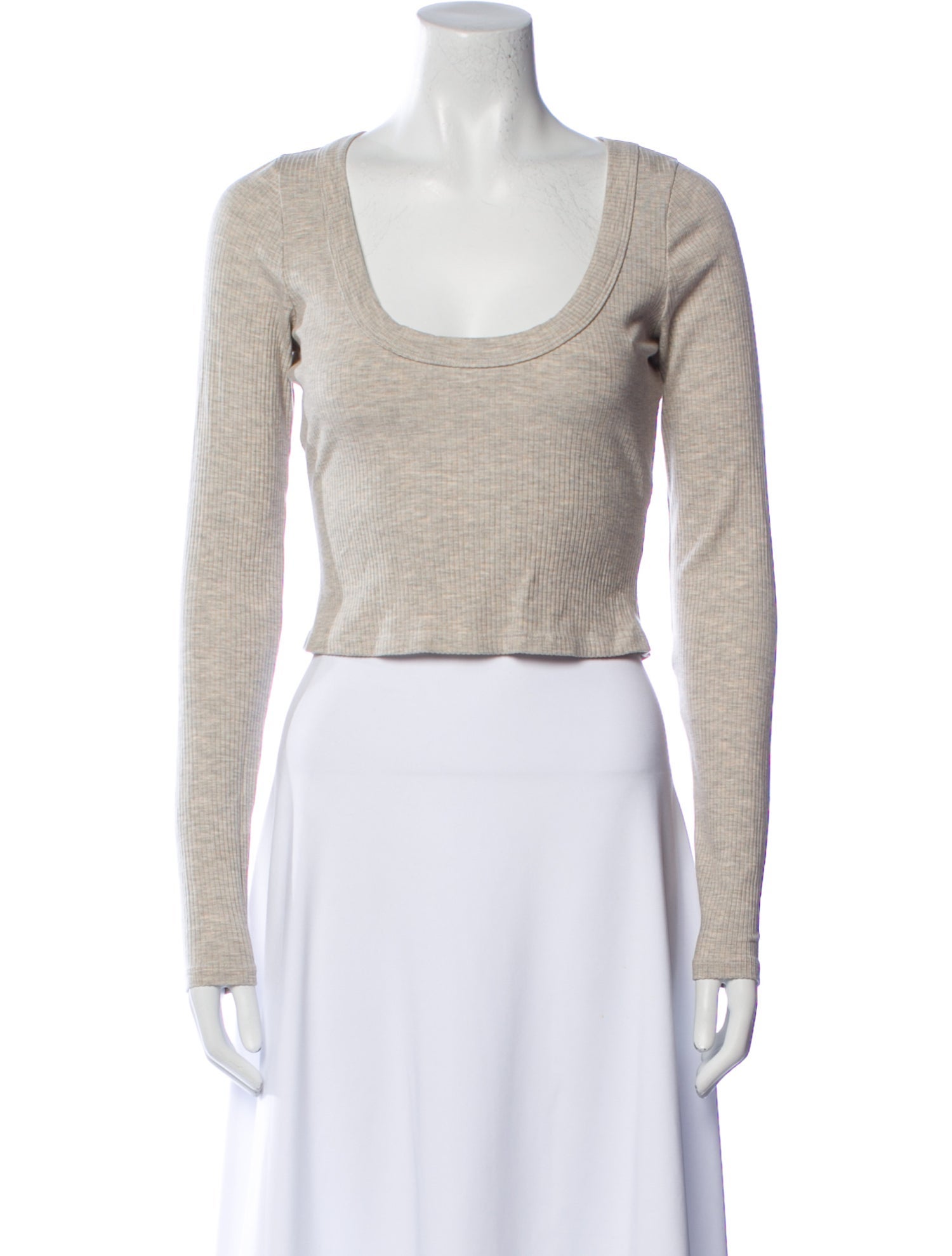 Reformation Scoop Neck Long Sleeve Crop Top