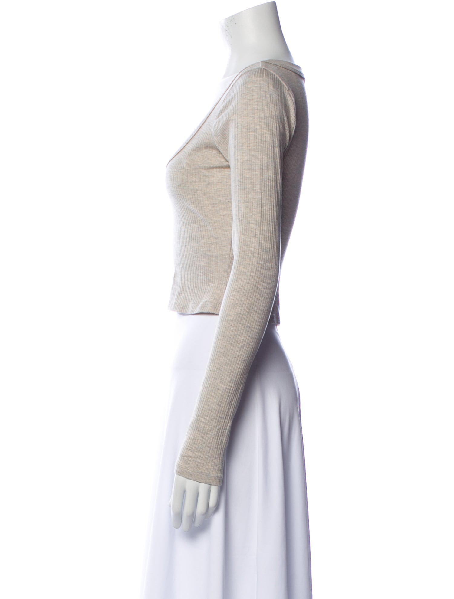 Reformation Scoop Neck Long Sleeve Crop Top