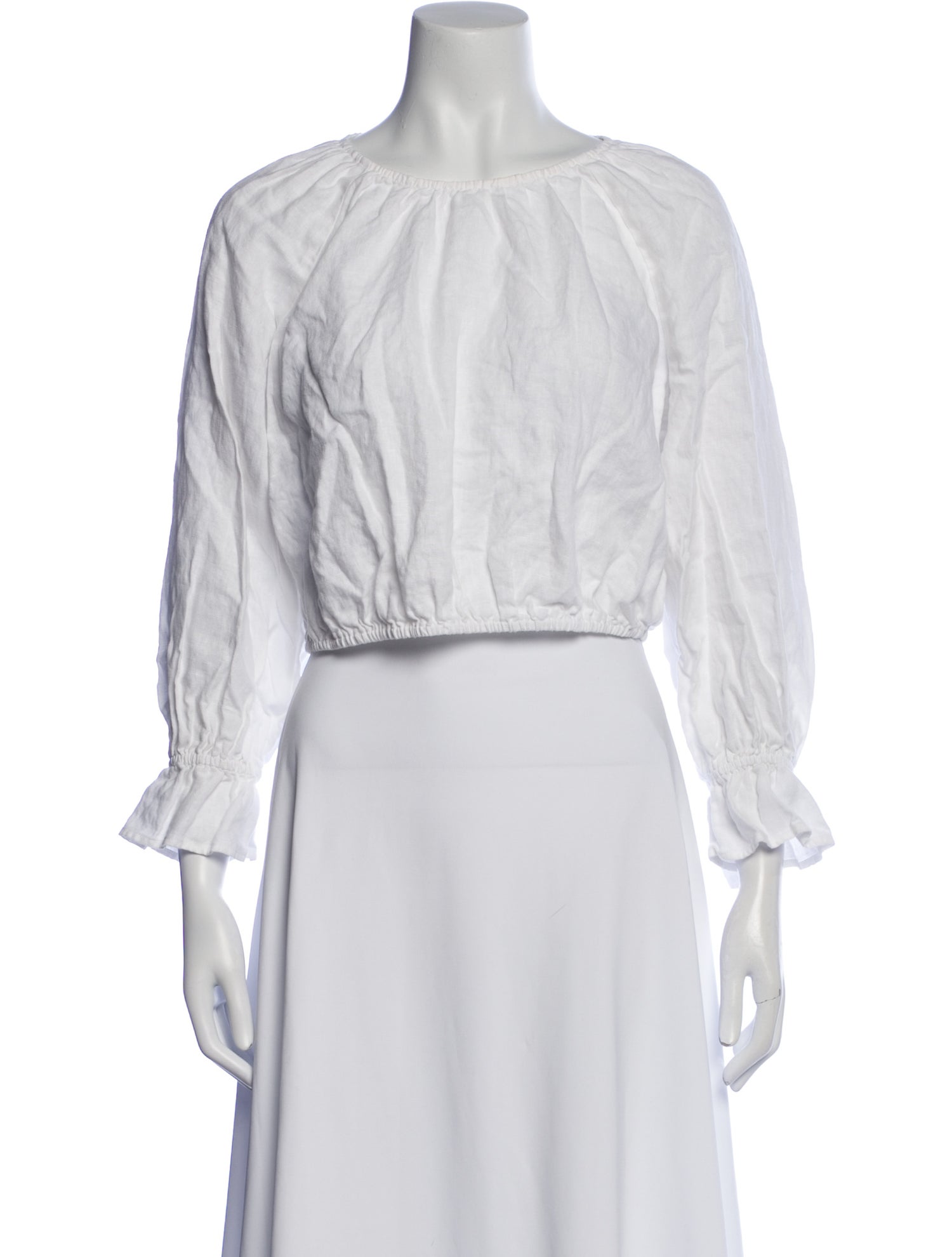 Reformation Linen Bateau Neckline Crop Top