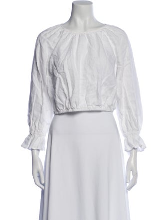 Reformation Linen Bateau Neckline Crop Top