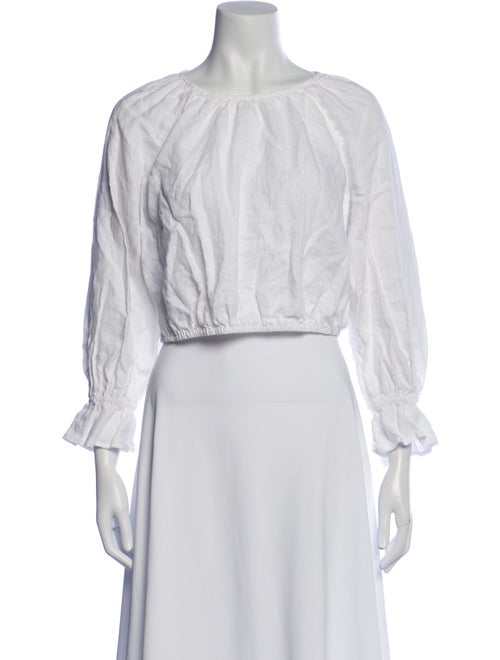 Reformation Linen Bateau Neckline Crop Top