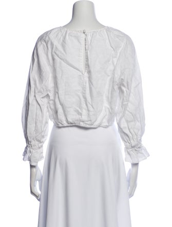 Reformation Linen Bateau Neckline Crop Top