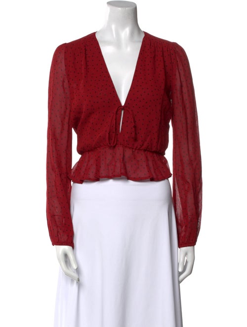 Reformation V-Neck Long Sleeve Crop Top