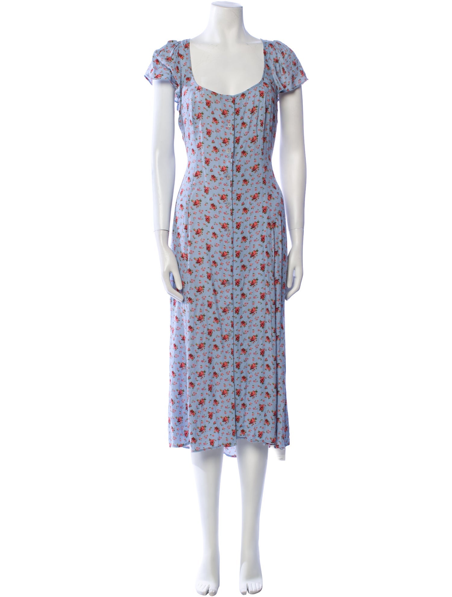 Reformation Floral Print Midi Length Dress