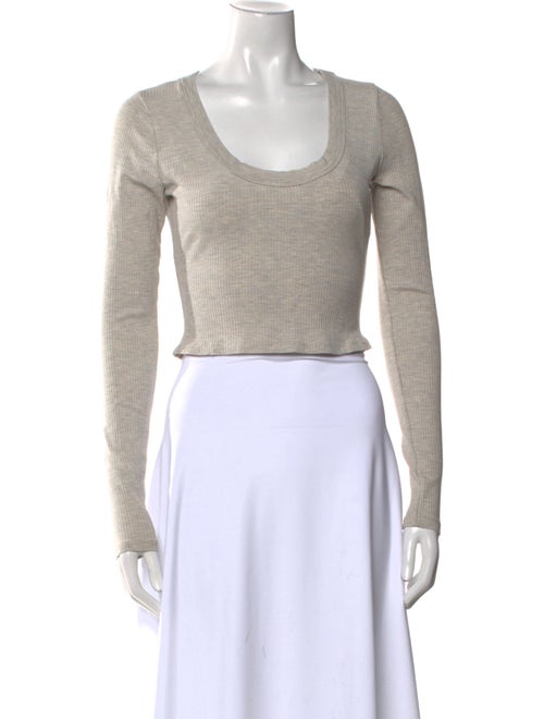 Reformation Scoop Neck Long Sleeve Crop Top