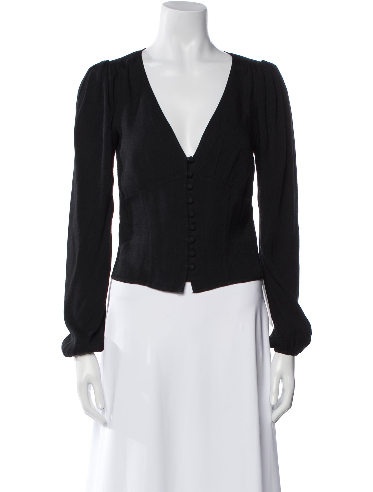 Reformation V-Neck Long Sleeve Blouse