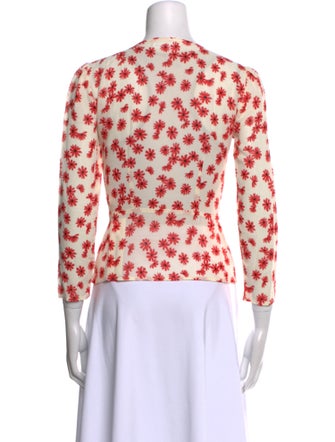 Reformation Floral Print V-Neck Crop Top