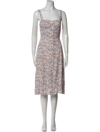 Reformation Floral Print Midi Length Dress