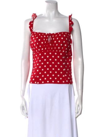 Reformation Polka Dot Print Square Neckline Crop Top