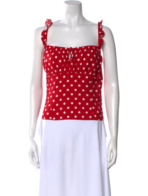 Reformation Polka Dot Print Square Neckline Crop Top