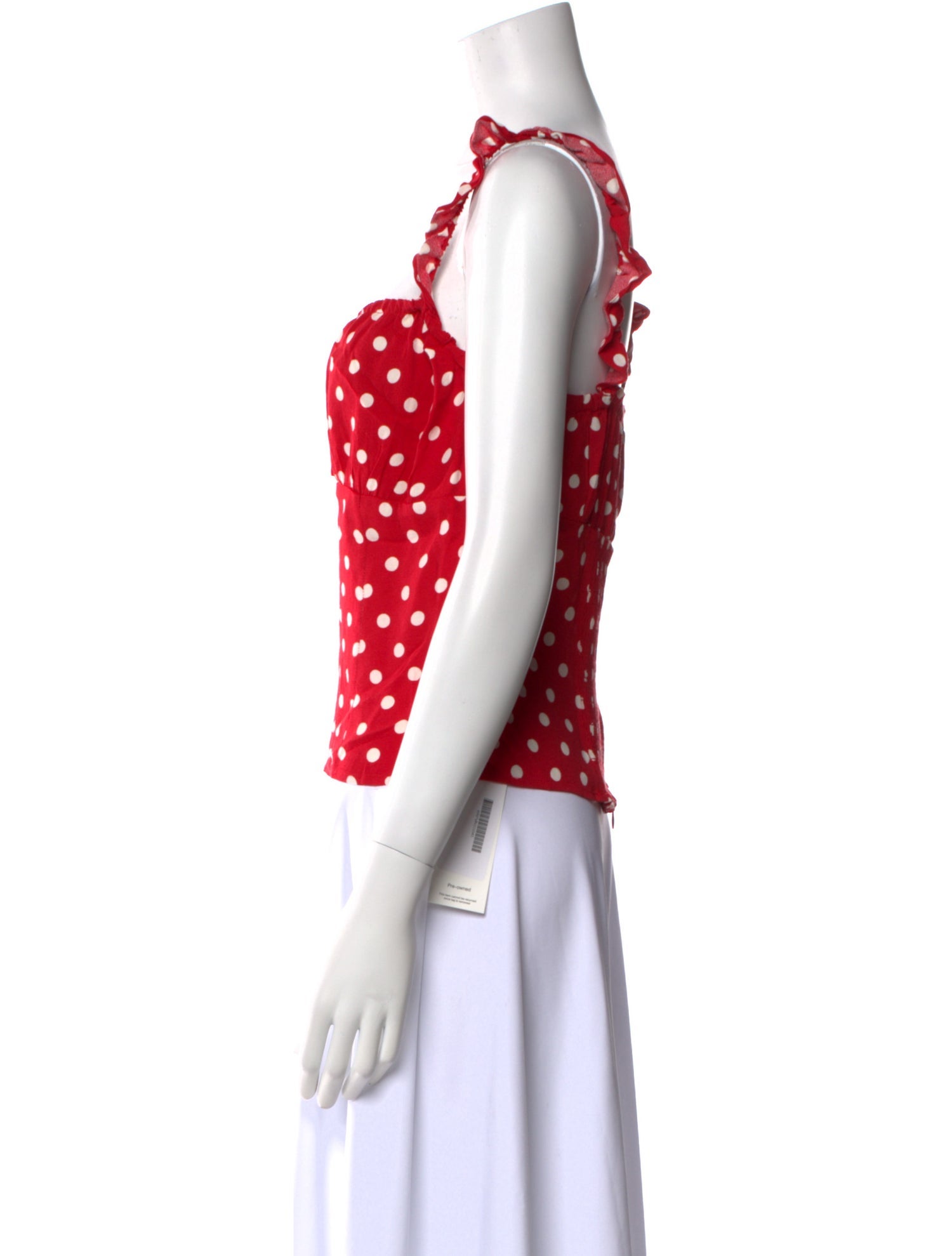 Reformation Polka Dot Print Square Neckline Crop Top