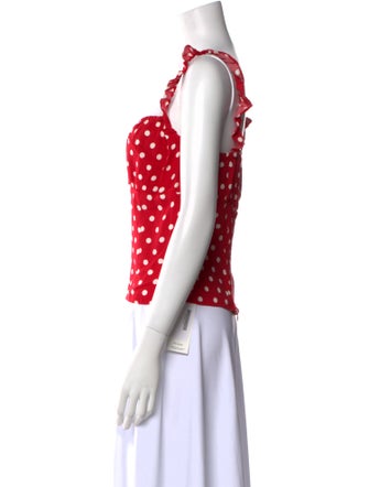 Reformation Polka Dot Print Square Neckline Crop Top