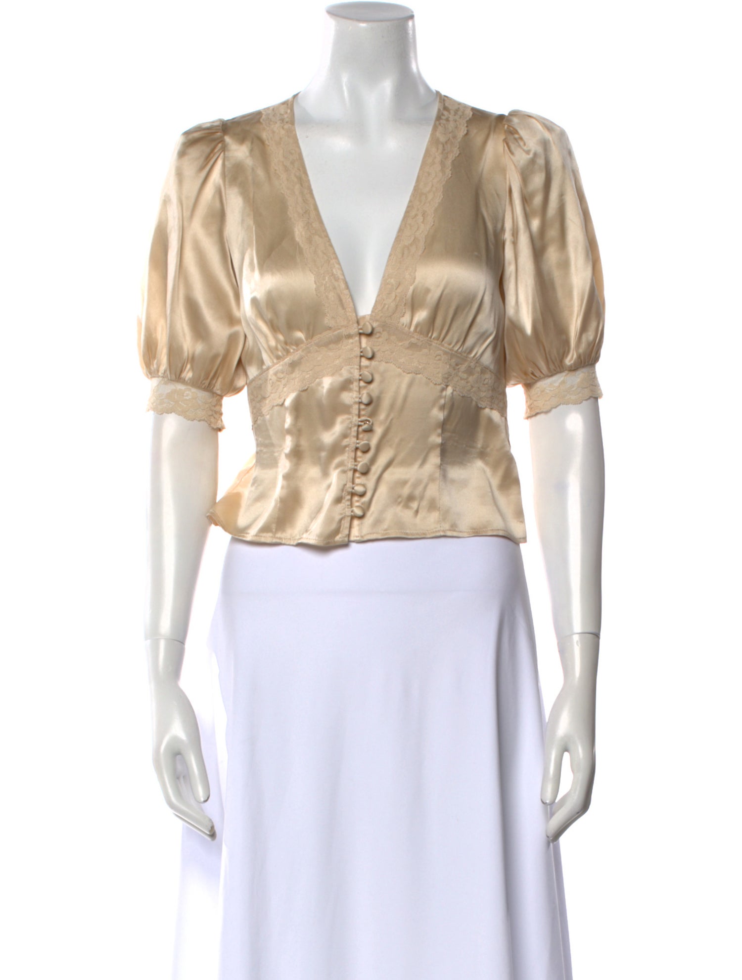 Reformation Silk V-Neck Crop Top