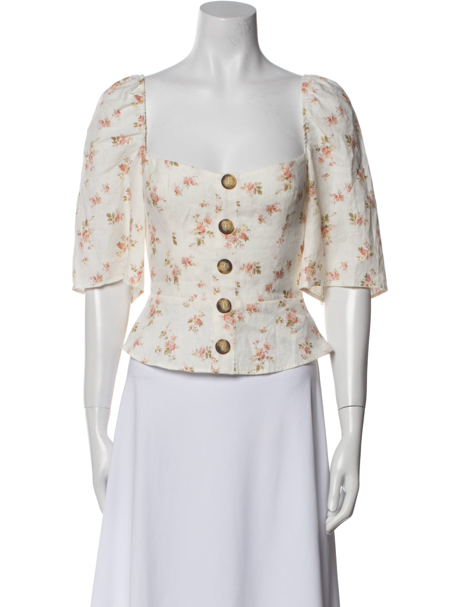 Reformation Linen Floral Print Crop Top