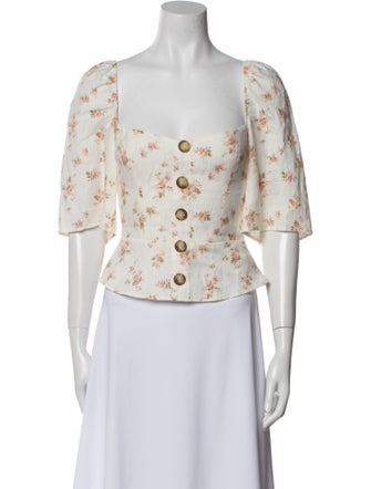 Reformation Linen Floral Print Crop Top