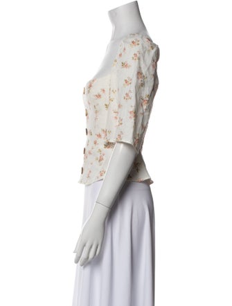 Reformation Linen Floral Print Crop Top