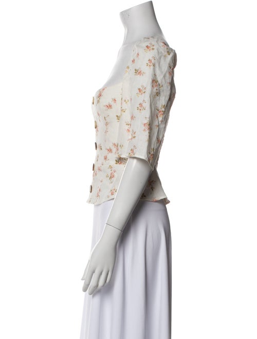 Reformation Linen Floral Print Crop Top