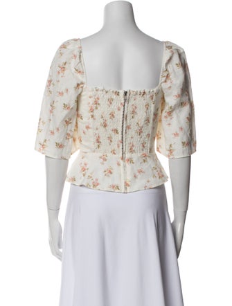 Reformation Linen Floral Print Crop Top