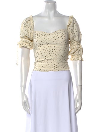 Reformation Polka Dot Print Square Neckline Crop Top