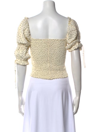 Reformation Polka Dot Print Square Neckline Crop Top