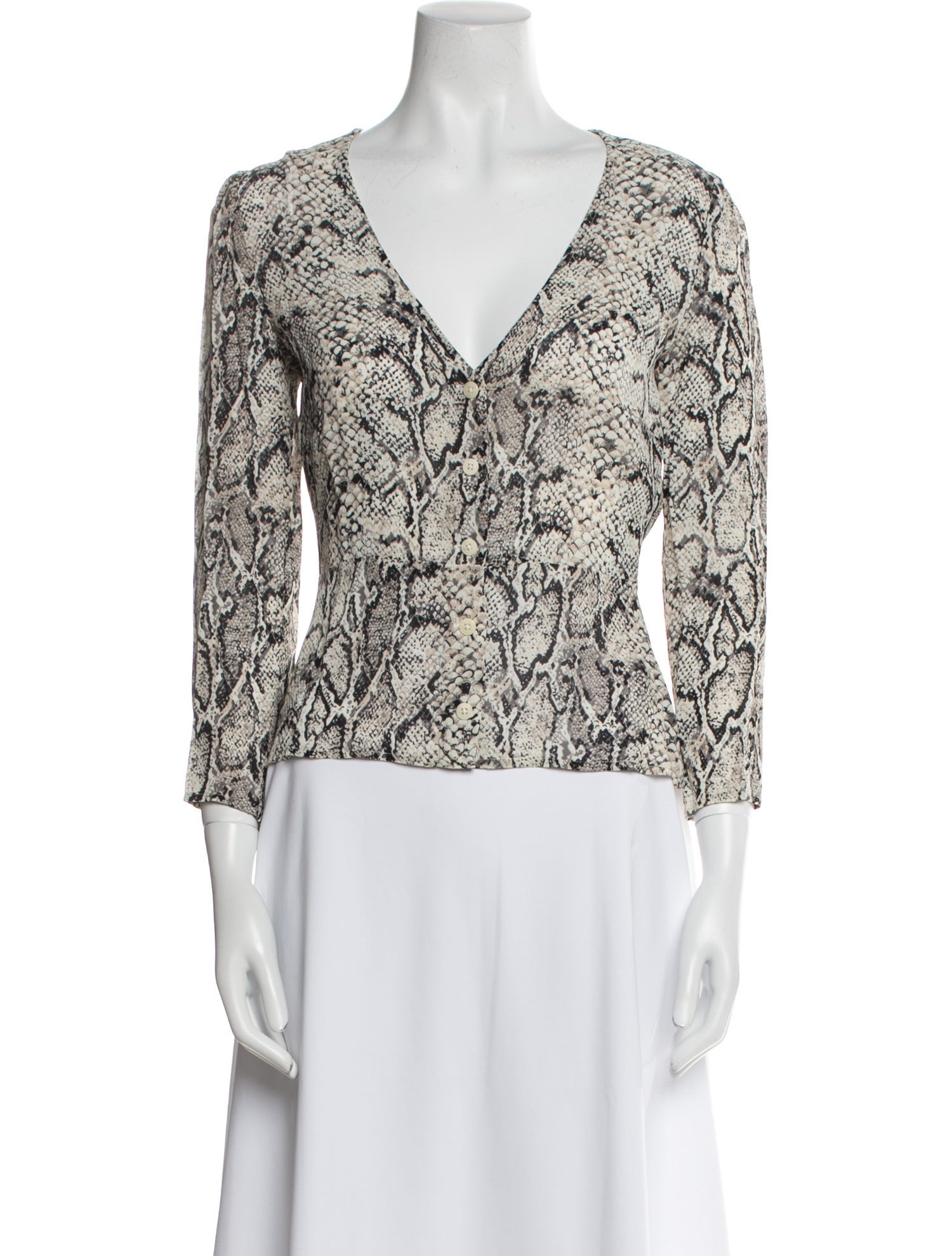 Reformation Printed V-Neck Blouse