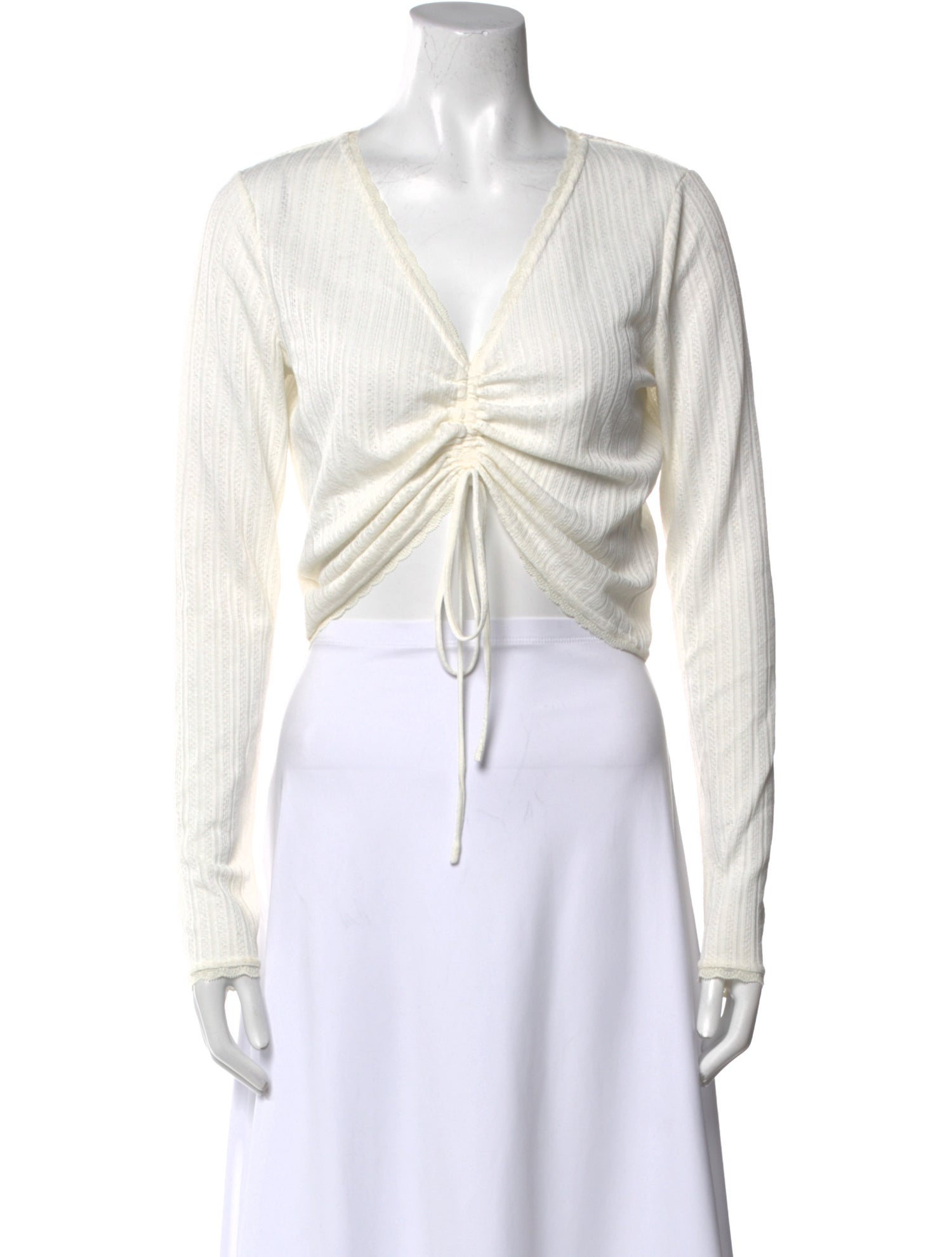 Reformation V-Neck Long Sleeve Crop Top