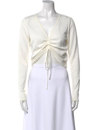 Reformation V-Neck Long Sleeve Crop Top