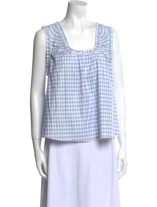 Reformation Plaid Print Square Neckline Top