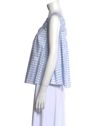 Reformation Plaid Print Square Neckline Top