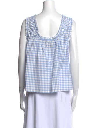 Reformation Plaid Print Square Neckline Top
