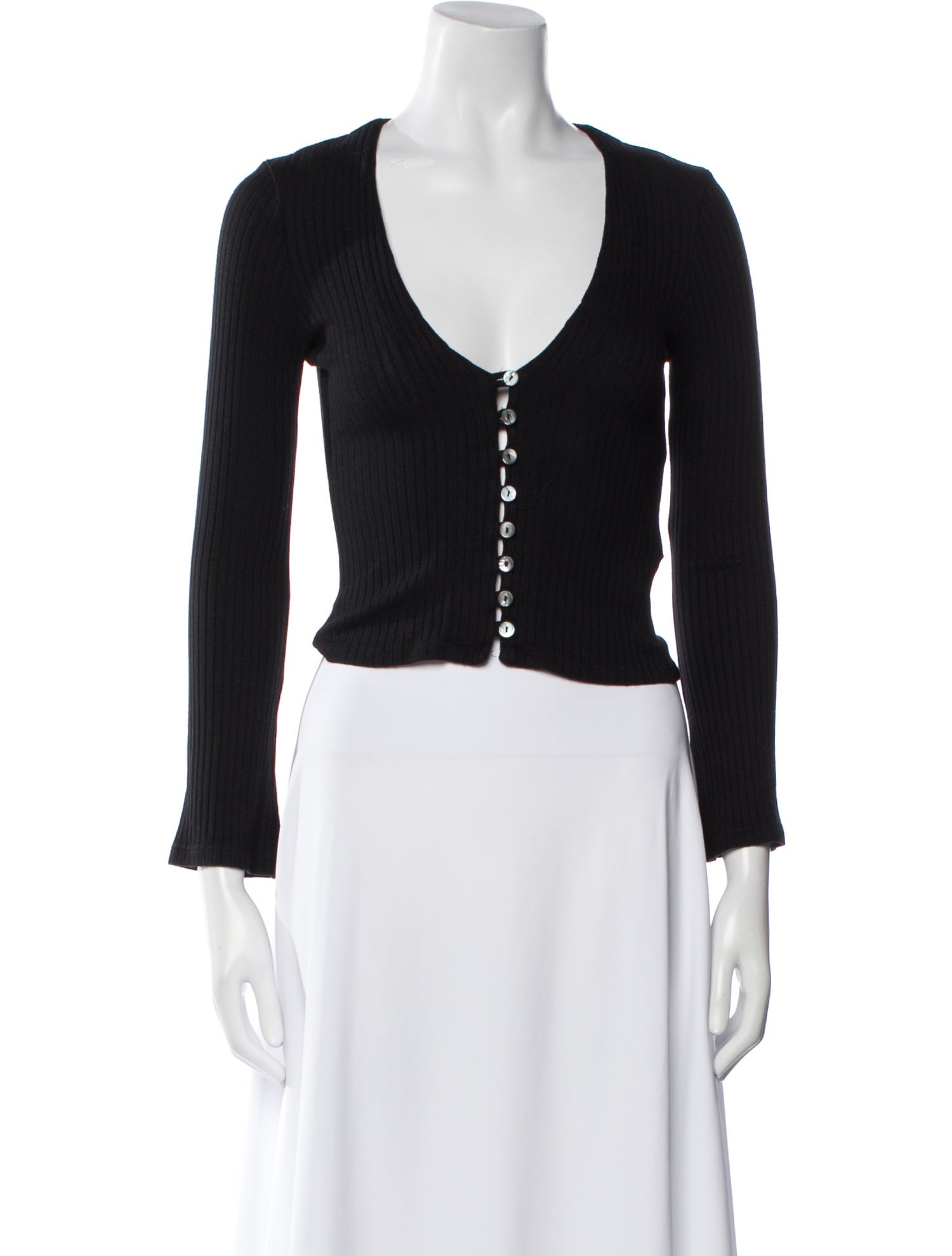 Reformation V-Neck Three-Quarter Sleeve Crop Top