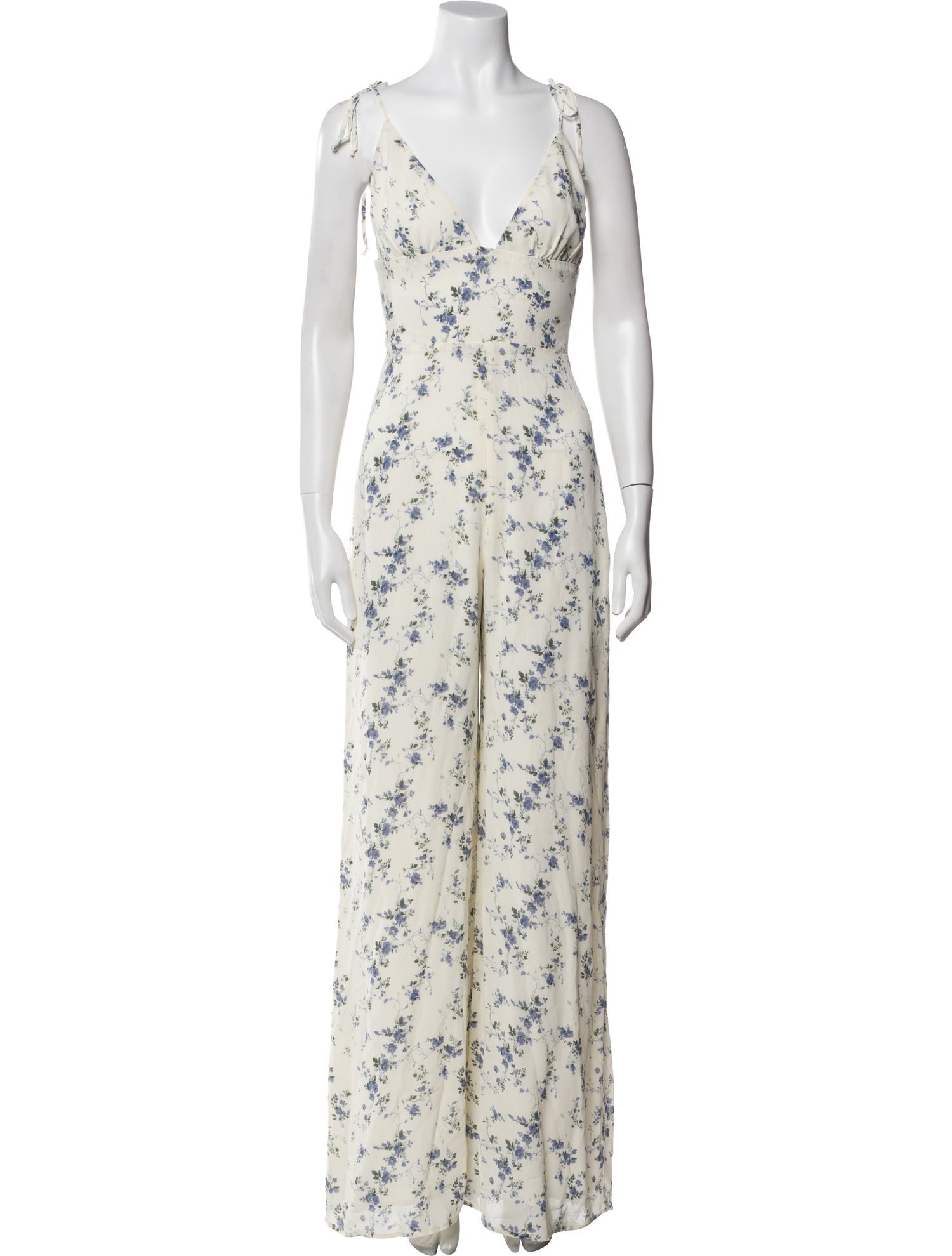 Reformation Floral Print Plunge Neckline Jumpsuit