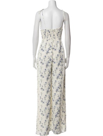 Reformation Floral Print Plunge Neckline Jumpsuit