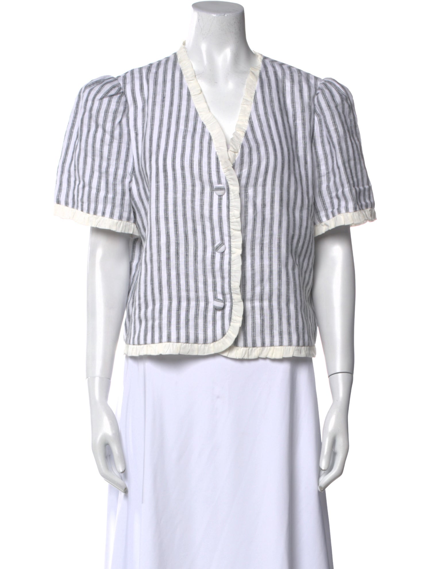 Reformation Linen Striped Button-Up Top