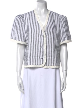Reformation Linen Striped Button-Up Top