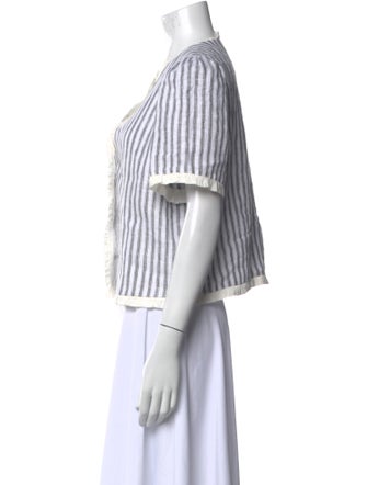 Reformation Linen Striped Button-Up Top