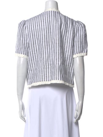 Reformation Linen Striped Button-Up Top