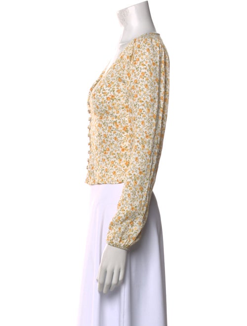 Reformation Floral Print V-Neck Crop Top