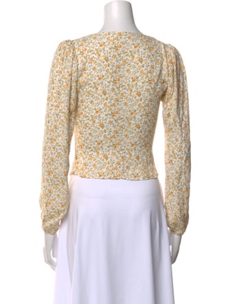 Reformation Floral Print V-Neck Crop Top