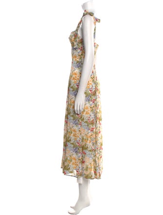 Reformation Floral Print Midi Length Dress