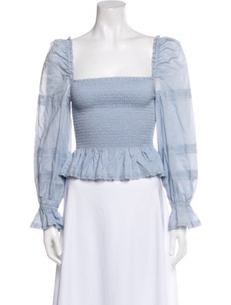 Reformation Square Neckline Long Sleeve Crop Top