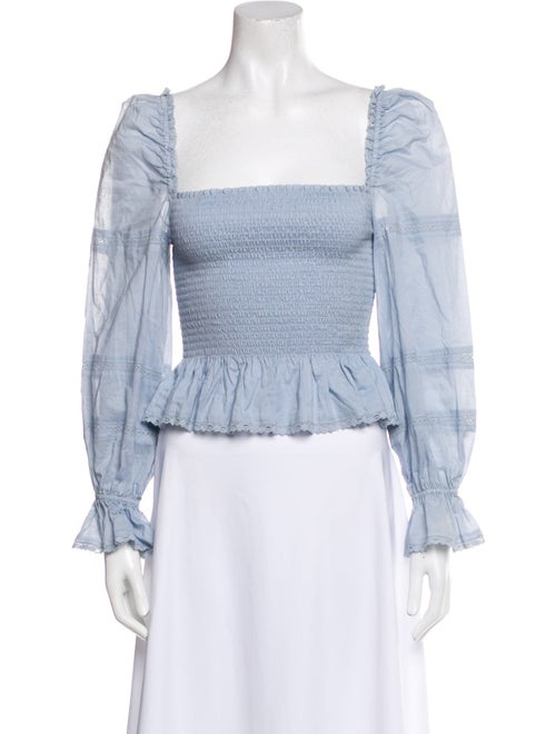 Reformation Square Neckline Long Sleeve Crop Top