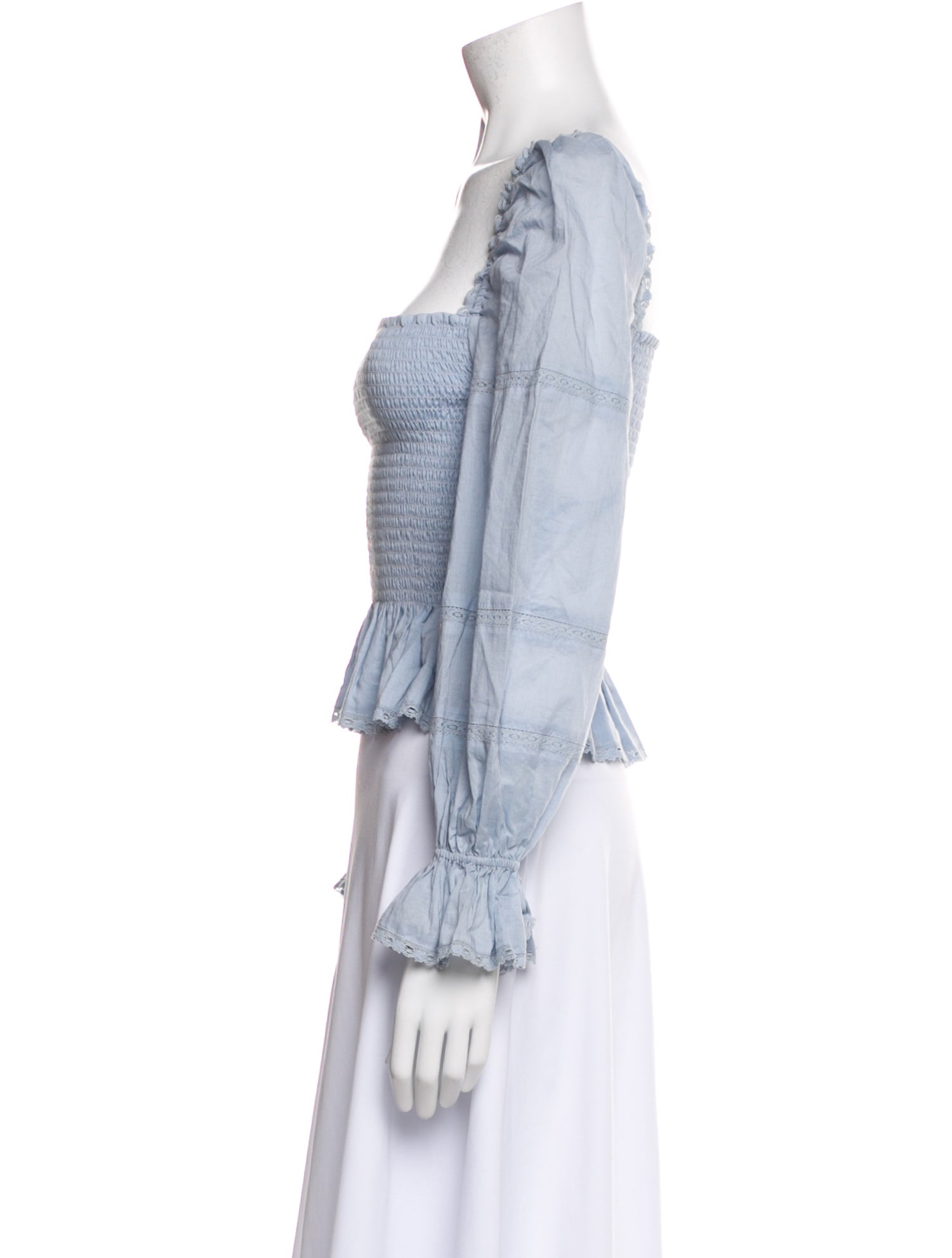 Reformation Square Neckline Long Sleeve Crop Top