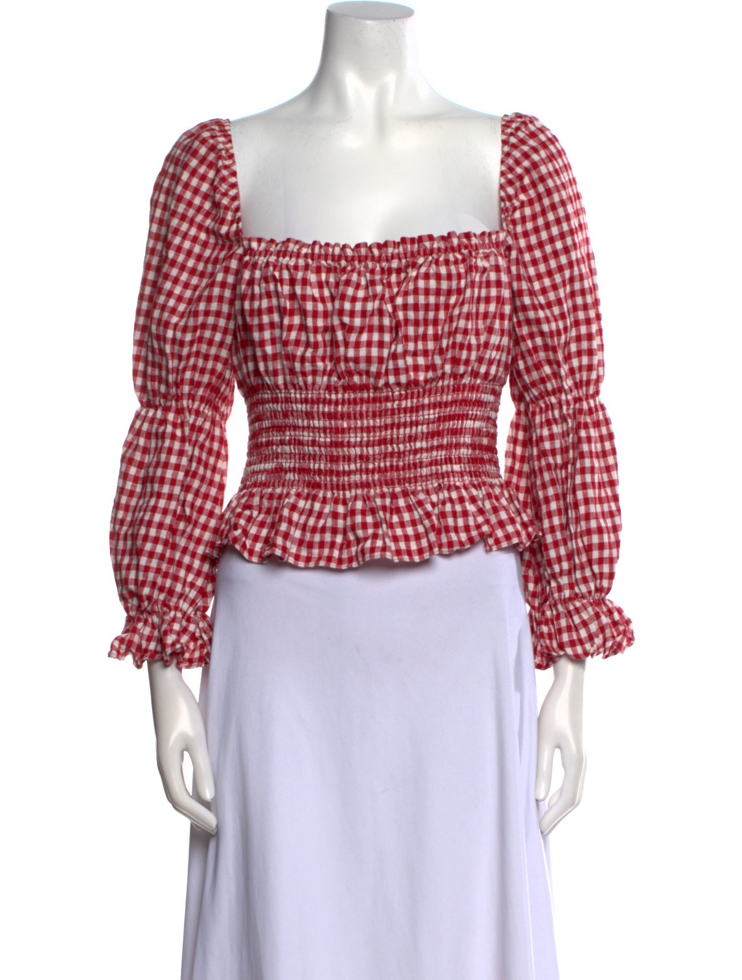 Reformation Linen Plaid Print Crop Top