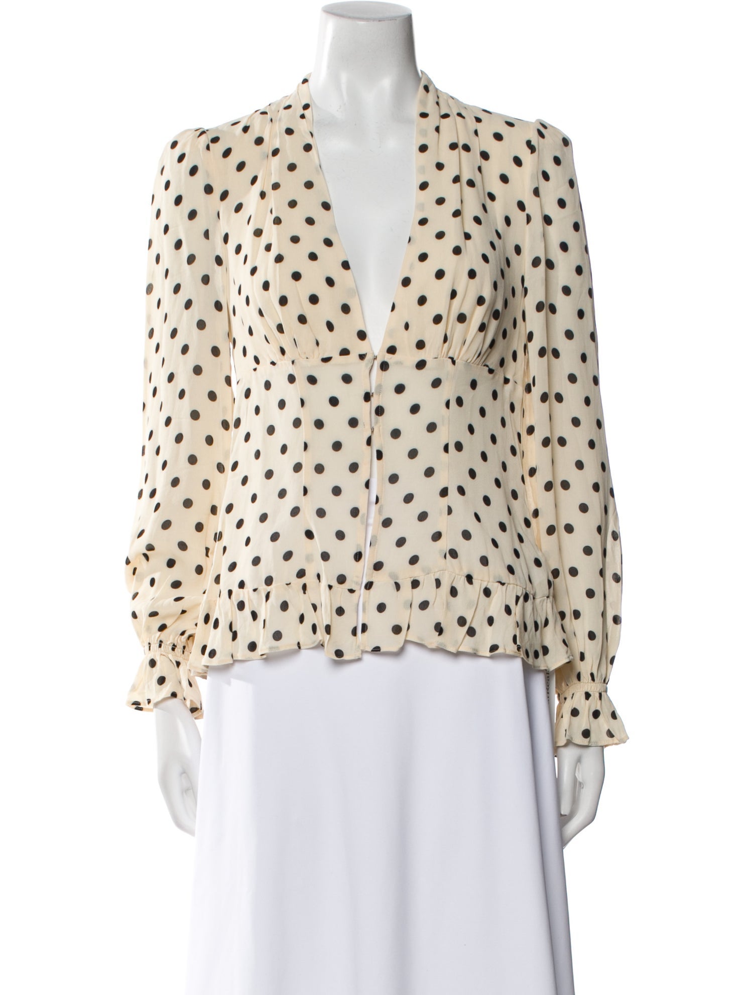 Reformation Polka Dot Print V-Neck Blouse
