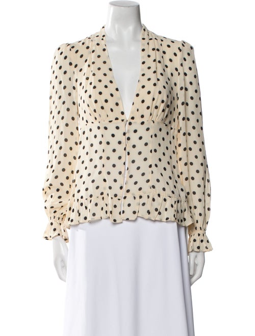 Reformation Polka Dot Print V-Neck Blouse