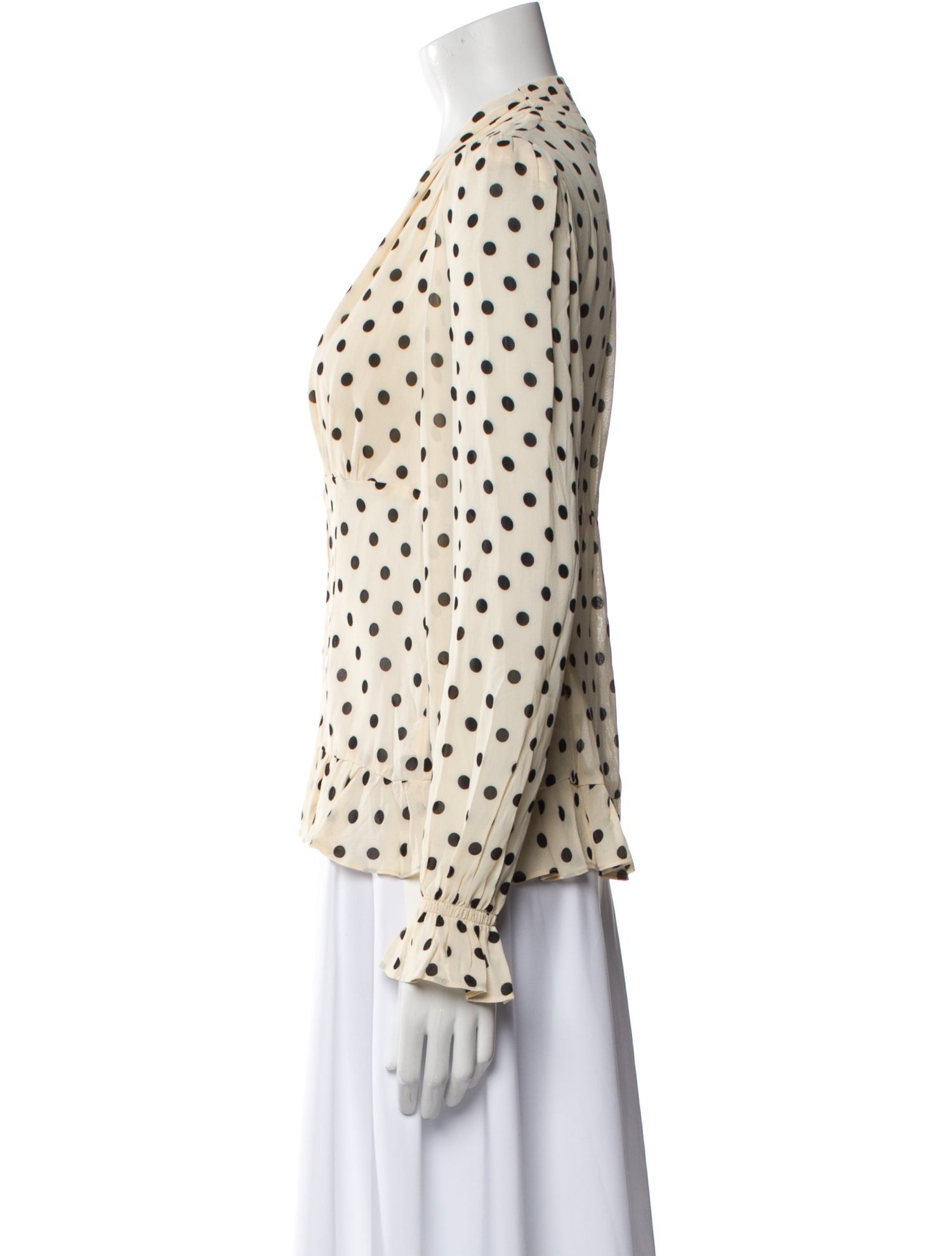 Reformation Polka Dot Print V-Neck Blouse