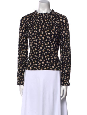 Reformation Floral Print Crew Neck Blouse